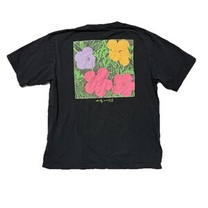 Andy Warhol x Uniqlo Shirt M Pop‎ Art Tee Flowers Graphic Art Double Sided Print